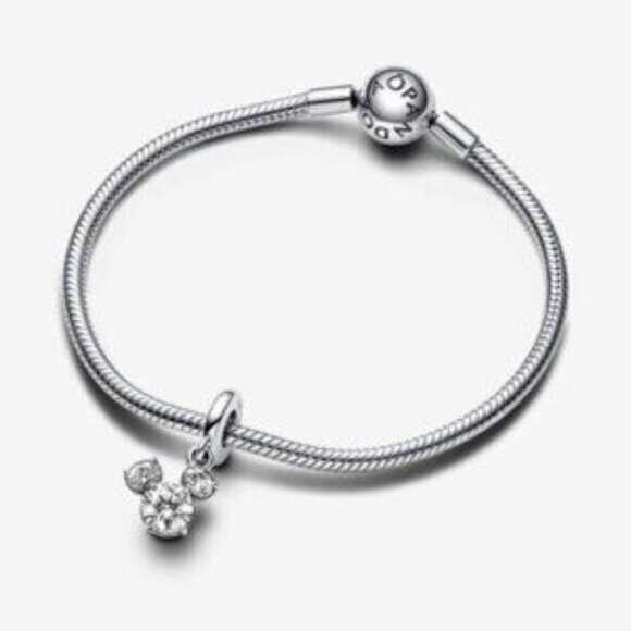 Pandora Mickey Mouse Sparkling Head Silhouette Dangle Charm - Picture 2 of 4